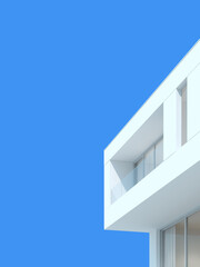 Close up of modern architecture, Architectural details, Minimal building. 3D rendering.