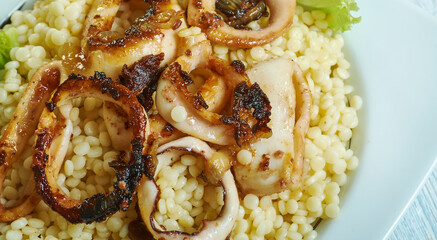 Calamari mixed ptitim pasta