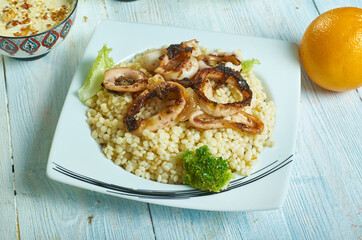 Calamari mixed ptitim pasta