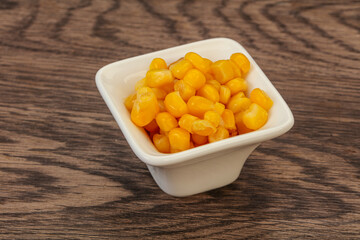 Sweet corn seeds in the bowl