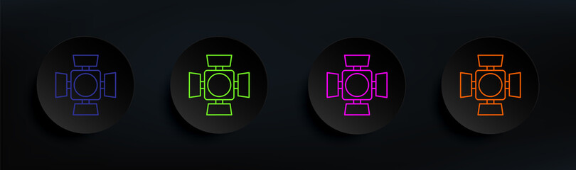 light for the stage dark badge color set. Simple thin line, outline vector of spotlight icons for ui and ux, website or mobile application