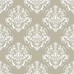 Rolgordijnen Classic seamless white pattern. Damask orient ornament. Classic vintage background. Orient ornament for fabric, wallpaper and packaging © Fine Art Studio