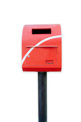 typical red Thai postbox isolated on white background.