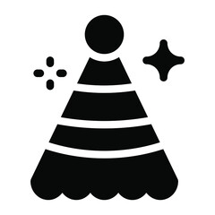 
Celebration accessory, solid icon of party hat 
