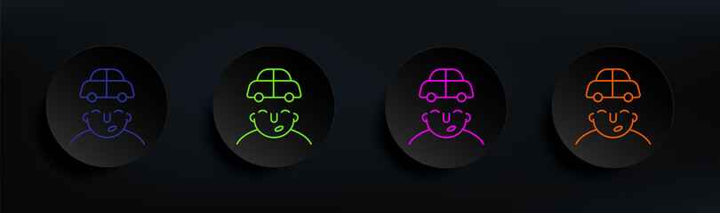 car on mind dark badge color set. Simple thin line, outline vector of what is in your mind icons for ui and ux, website or mobile application