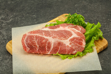 Raw pork meat neck steack