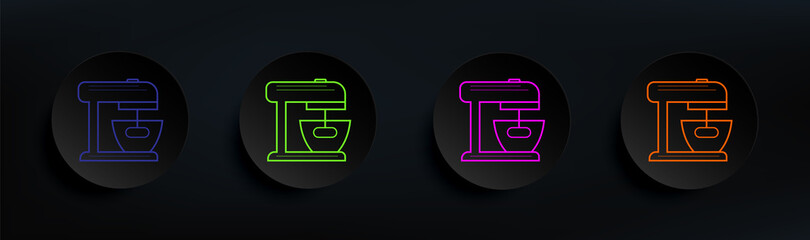kitchen mixer dark badge color set. Simple thin line, outline vector of appliances icons for ui and ux, website or mobile application