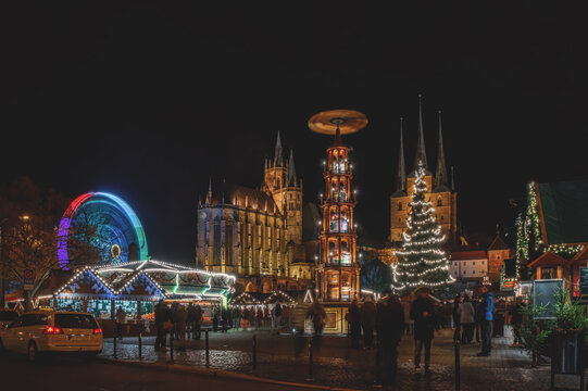 Weihnachtsmarkt Erfurt am Abend