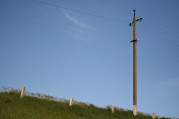 minimalist photo of power lines in the field