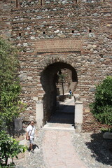 Ancient walls of the Alcazaba fortress on mount Gibraltar in Malaga