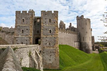 Fototapeta na wymiar 14th century Gatehouse and Barbican, Arundel Castle, West Sussex, England, UK