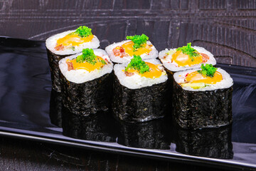 Japanese roll maki with salmon