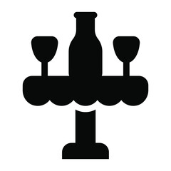 
Drinking wine glasses on dating table icon of solid design 
