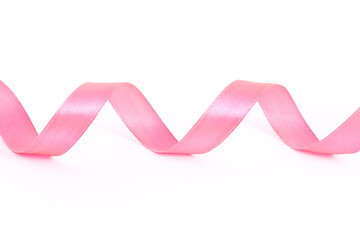 Obraz na płótnie Canvas wavy pink ribbon isolated on a white background