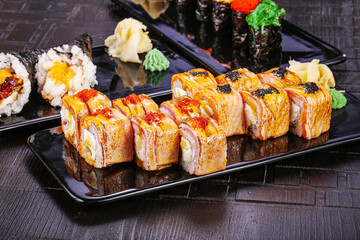 Japanese cuisine - sushi and roll set