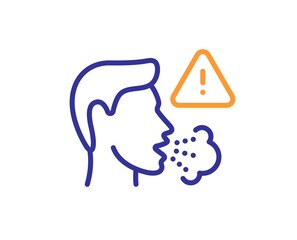 Cough line icon. Coronavirus symptom sign. Flu, sneeze or pneumonie symbol. Quality design element. Line style cough icon. Editable stroke. Vector