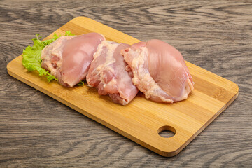 Raw chicken boneless and skinless leg