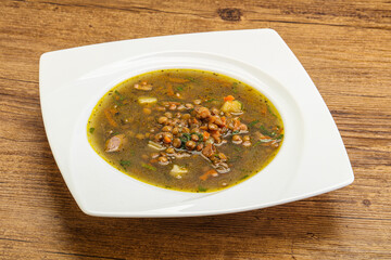 Lentil soup with chicken and vegetables