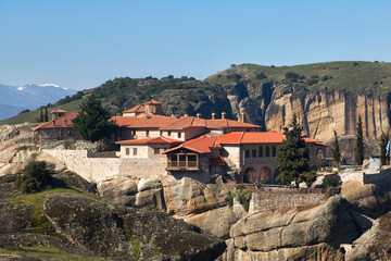 Fototapeta na wymiar Greece, monastery on the rocks in Meteora