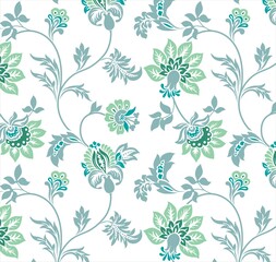 Colorful wedding card design, paisley floral pattern , India	