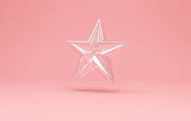 Glass Star Symbol on pink studio background