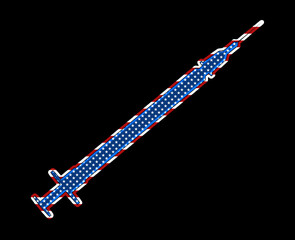 Vaccine syringe injection United States of America USA Flag illustration