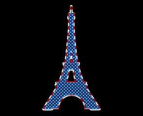Fototapeta na wymiar Eiffel tower United States of America USA Flag illustration