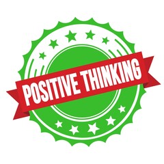 POSITIVE THINKING text on red green ribbon stamp.