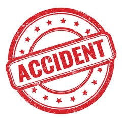 ACCIDENT text on red grungy vintage round stamp.