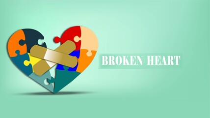Heart shape made of puzzle pieces with Texter valentine day.health, support, love.