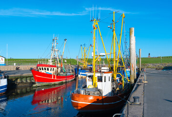 Shrimp boats in the old fishing port of Dorum