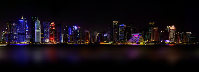 Doha night skyline. Qatar’s capital during the night.  © Juanjo Albalá