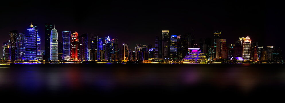 Doha night skyline. Qatar&rsquo;s capital during the night. 
