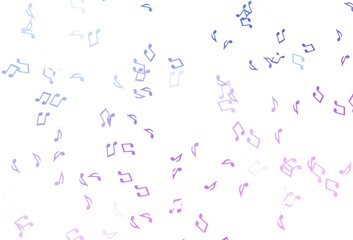 Light Pink, Blue vector texture with musical notes.