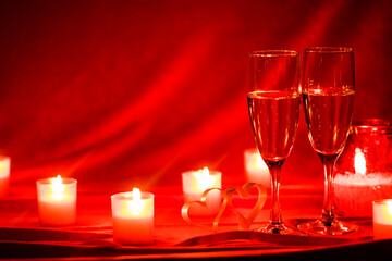 Champagne glasses and candles