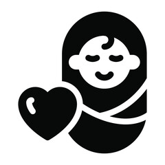 
Heart with newborn, solid icon of love baby 
