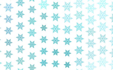 Light Green vector template with ice snowflakes, stars.