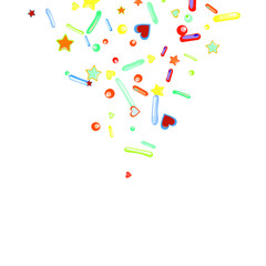 Sprinkles grainy. Cupcake donuts, dessert, sugar, bakery background. Sweet confetti on white chocolate glaze background. Vector Illustration sprinkles holiday designs, party, birthday, invitation.