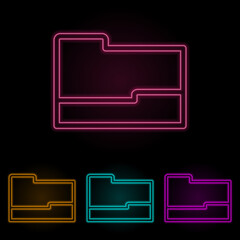 open folder color neon set. Simple thin line, outline vector of web icons for ui and ux, website or mobile application