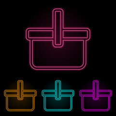 Obraz premium basket color neon set. Simple thin line, outline vector of web icons for ui and ux, website or mobile application