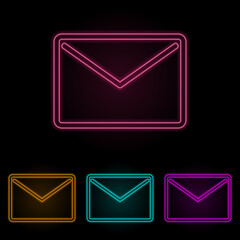 the envelope color neon set. Simple thin line, outline vector of web icons for ui and ux, website or mobile application