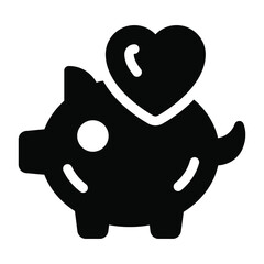 
Piggy money box with heart, trendy solid icon of love savings  

