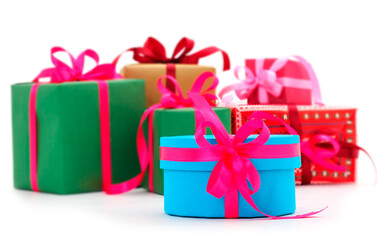 Gift boxes, gifts on a white background isolated.
