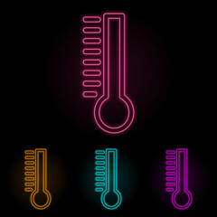 thermometer color neon set. Simple thin line, outline vector of web icons for ui and ux, website or mobile application