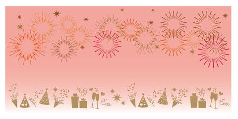 New year concept. Countdown fireworks on gradation background. .fireworks illustration. Vector illustration. ニューイヤーイラスト、花火イラスト、カウントダウン花火イラスト