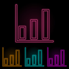 growth chart color neon set. Simple thin line, outline vector of web icons for ui and ux, website or mobile application