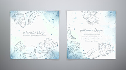 Fashion collection cards. Set vector watercolor backgrounds