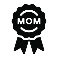 
Badge greeting with ribbon showing mothers day reward in solid style 
