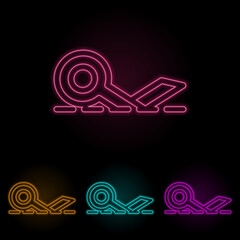 sign cut color neon set. Simple thin line, outline vector of web icons for ui and ux, website or mobile application