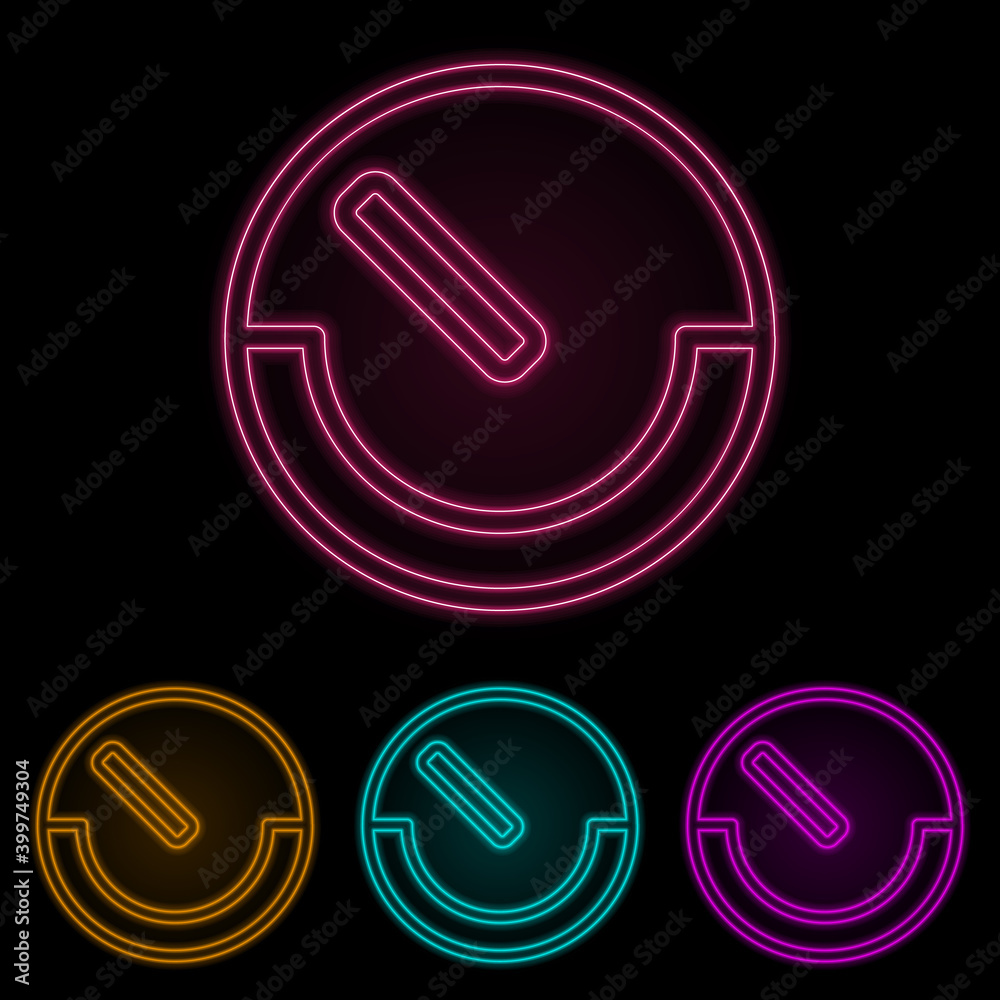 Poster speedometer color neon set. simple thin line, outline vector of web icons for ui and ux, website or 